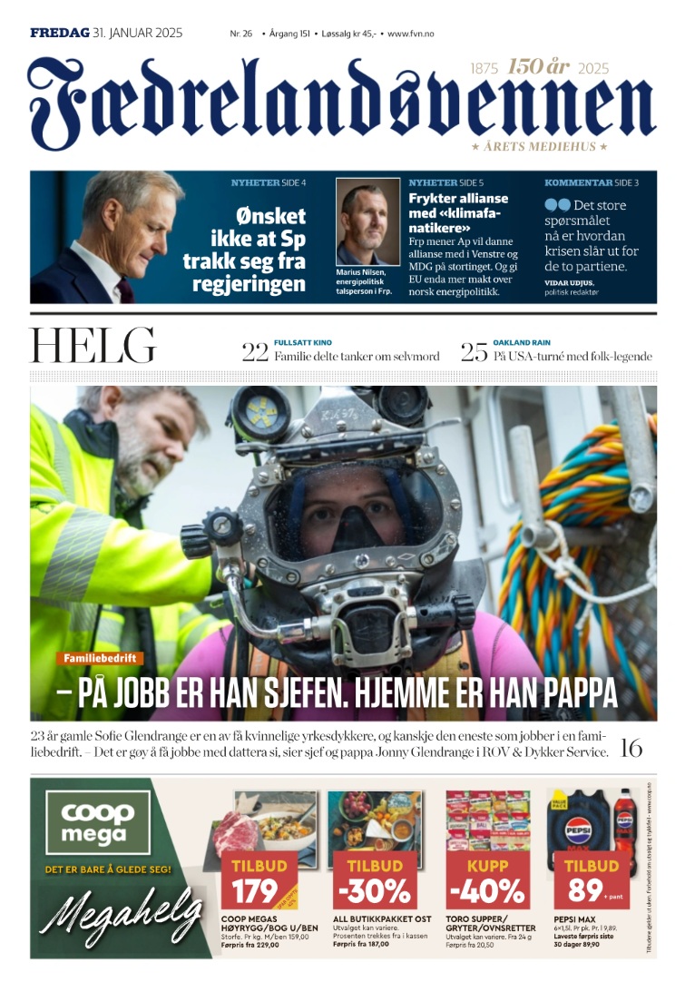 Avisforside med arbeidsdykker – På jobb er han sjefen. Hjemme er han pappa