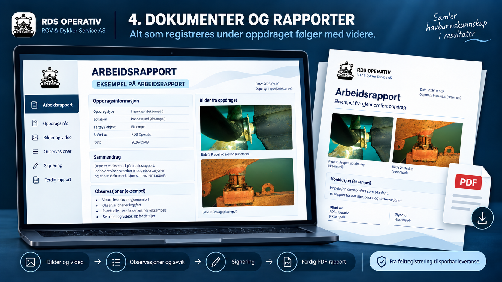 Ferdig arbeidsrapport fra RDS Operativ Digital arbeidsrapport fra ROV- og dykkeoppdrag i RDS Operativ