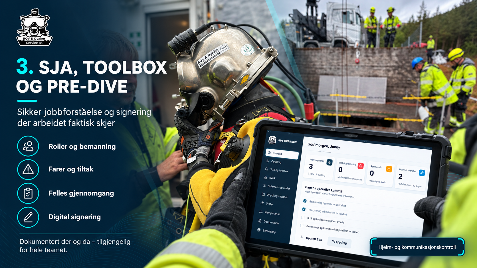 Digital HMS før ROV- og dykkeoperasjoner SJA Toolbox og Pre-Dive i RDS Operativ